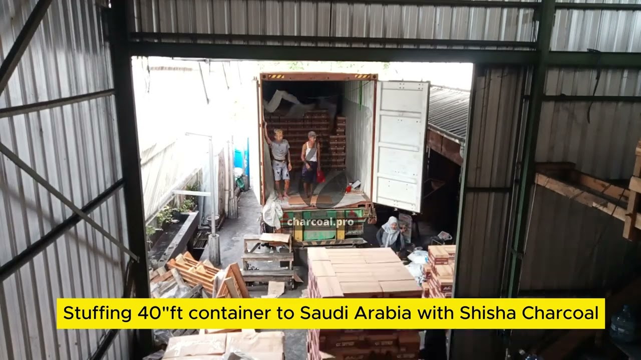 Stuffing 40ft container to Saudi Arabia with shisha charcoa