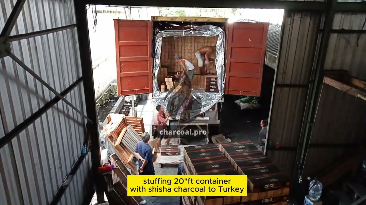 Stuffing 20ft container with shisha charcoal to Turkey