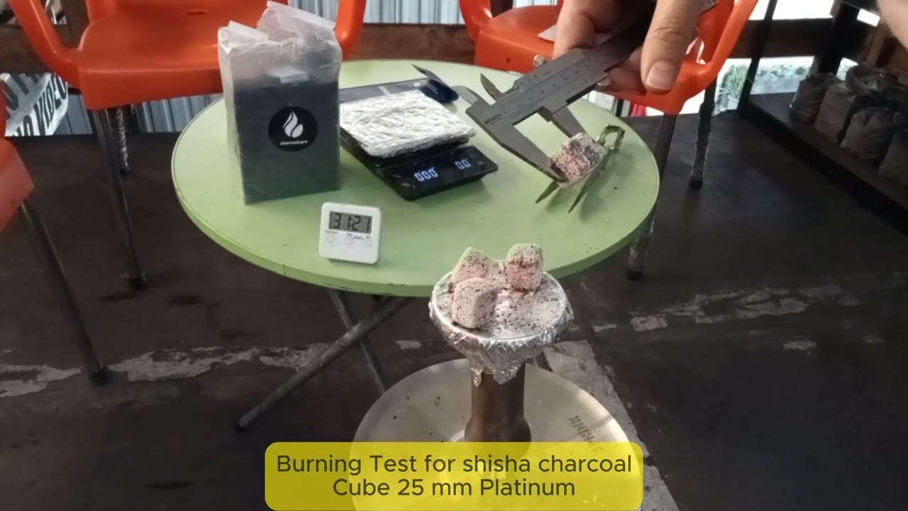 Burning Test for shisha charcoal cube 25 mm Platinum #shishacharcoal #hookahcoals #charcoalfactory