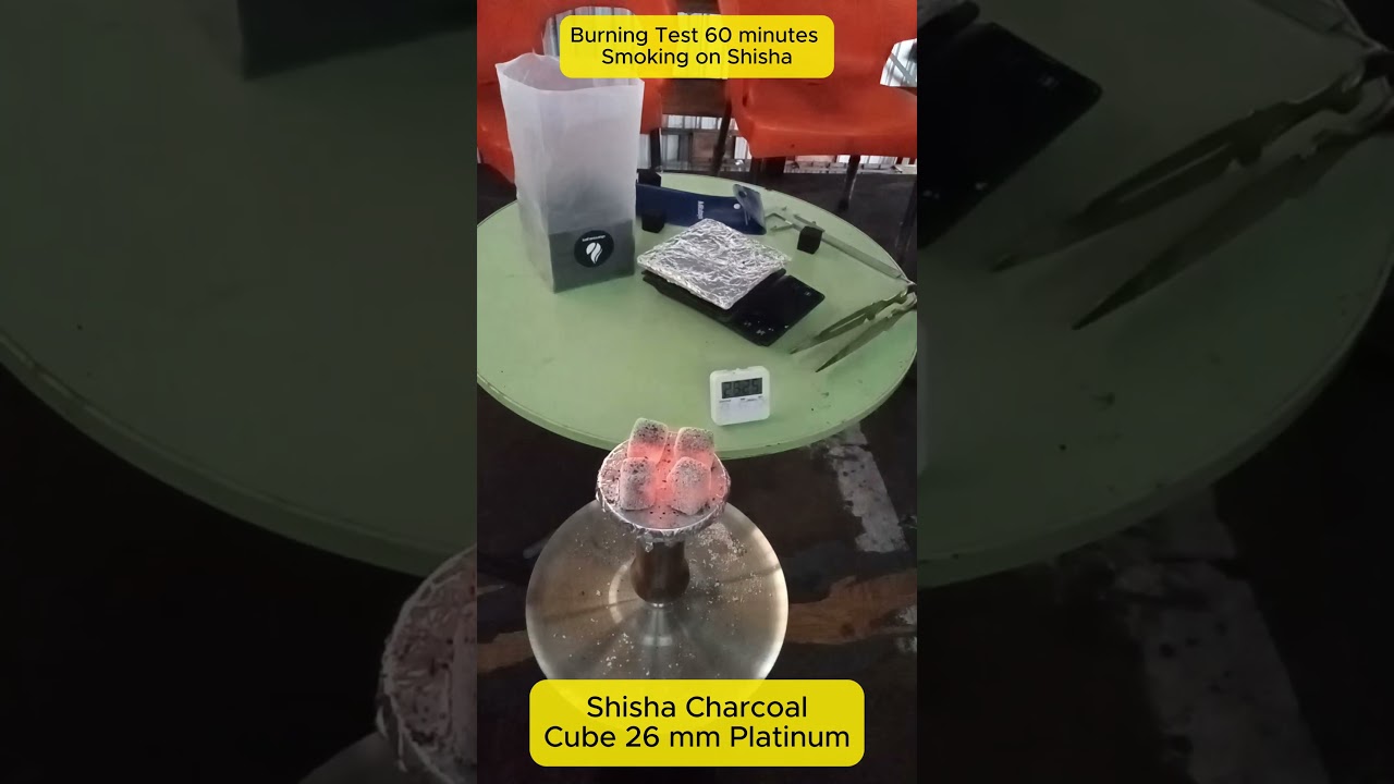 Burning test shisha charcoal cube 26 mm Platinum  #shishacharcoal  #coconutcharcoal #hookahcoals
