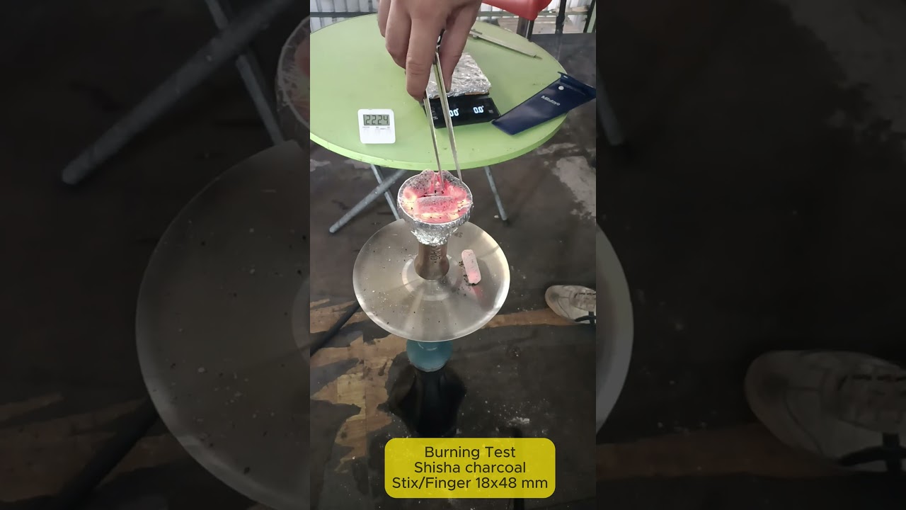 Burning test shisha charcoal finger #hookahwholesale #shishacharcoal #hookahcoals #coconutcharcoal