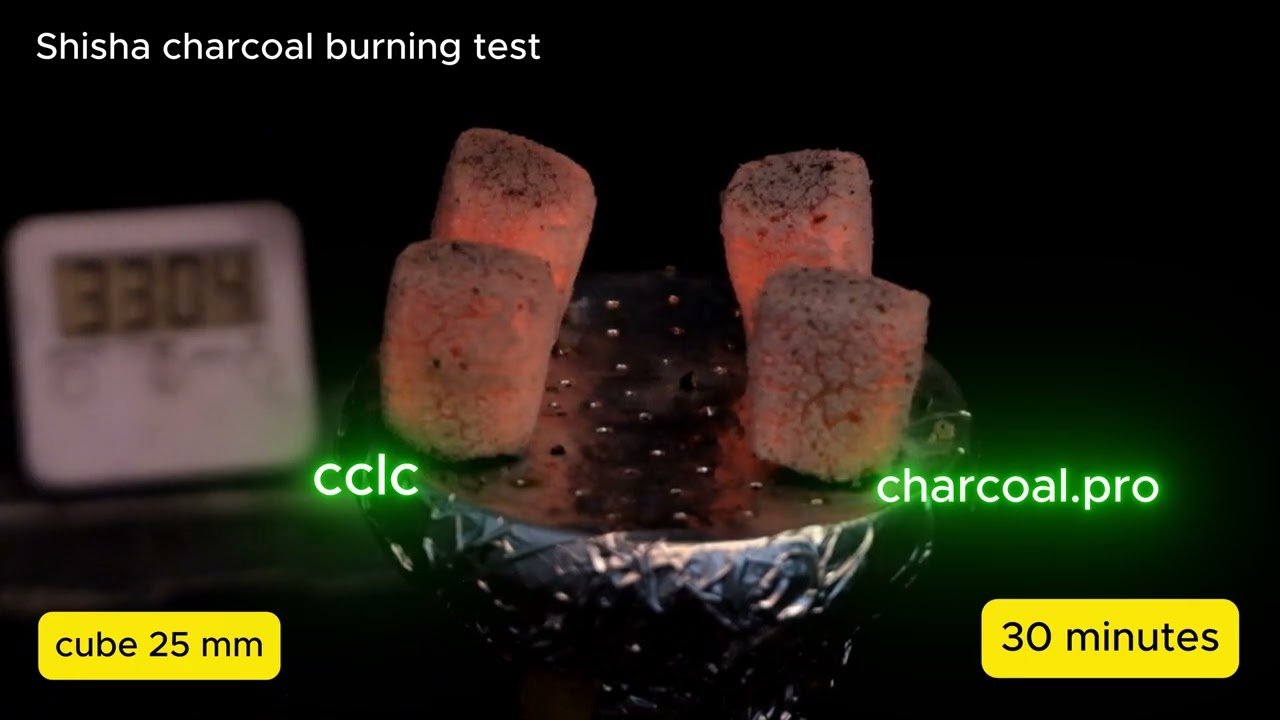 Comparison test for shisha charcoal cube 25 mm charcoal pro vs CCLC brand