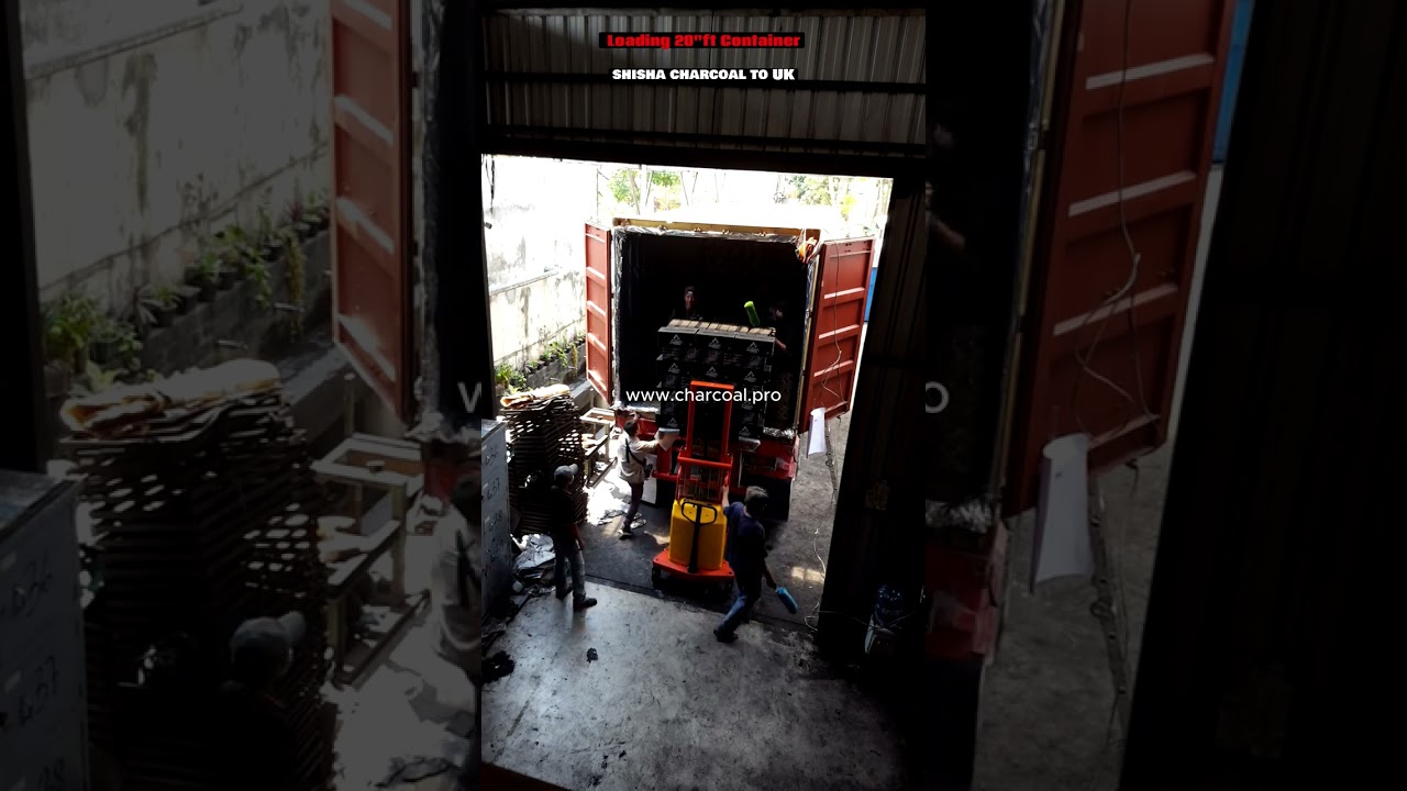 Loading 20ft container with shisha charcoal to UK