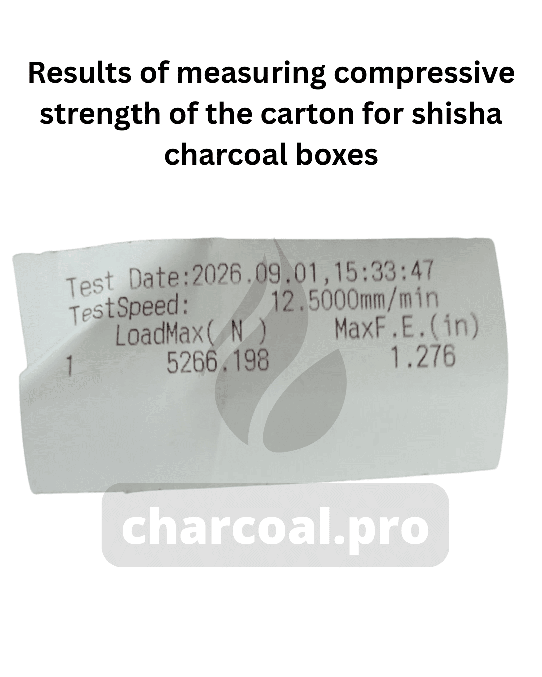Results of measuring compressive strength of the carton for shisha charcoal boxes