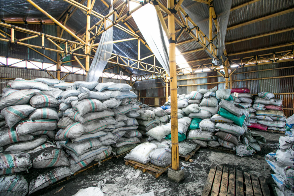 coconut shell charcoal briquettes raw material warehouse