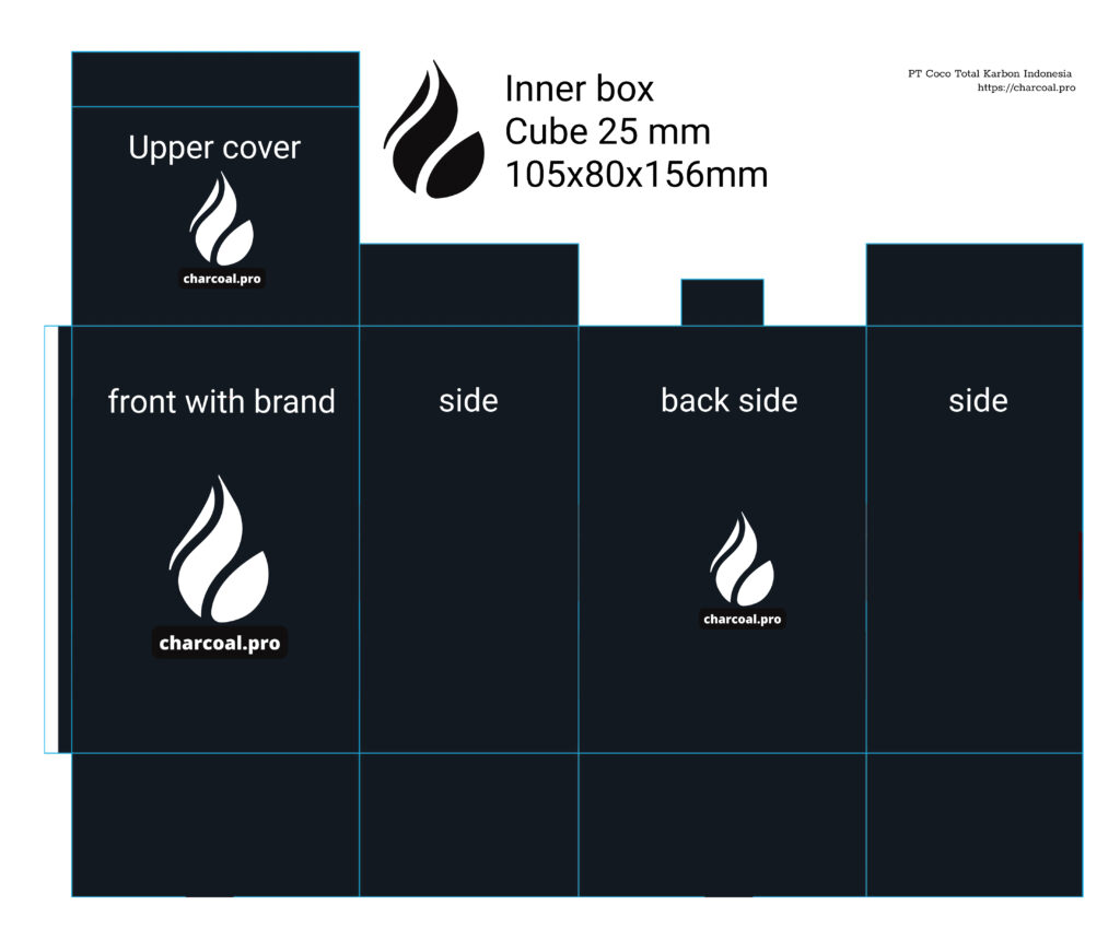 Layout des Innenkastens für Kokosnusskohlebriketts