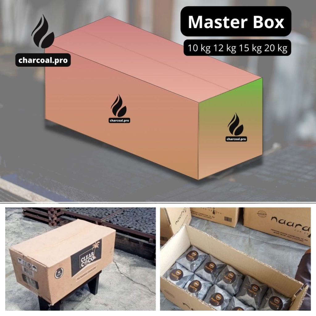 Master box envasado a granel de carbón de coco para shisha