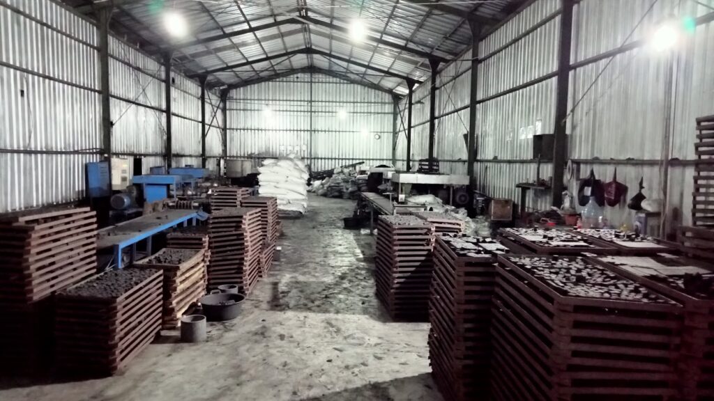 production area of coconut shell charcoal briquettes factory