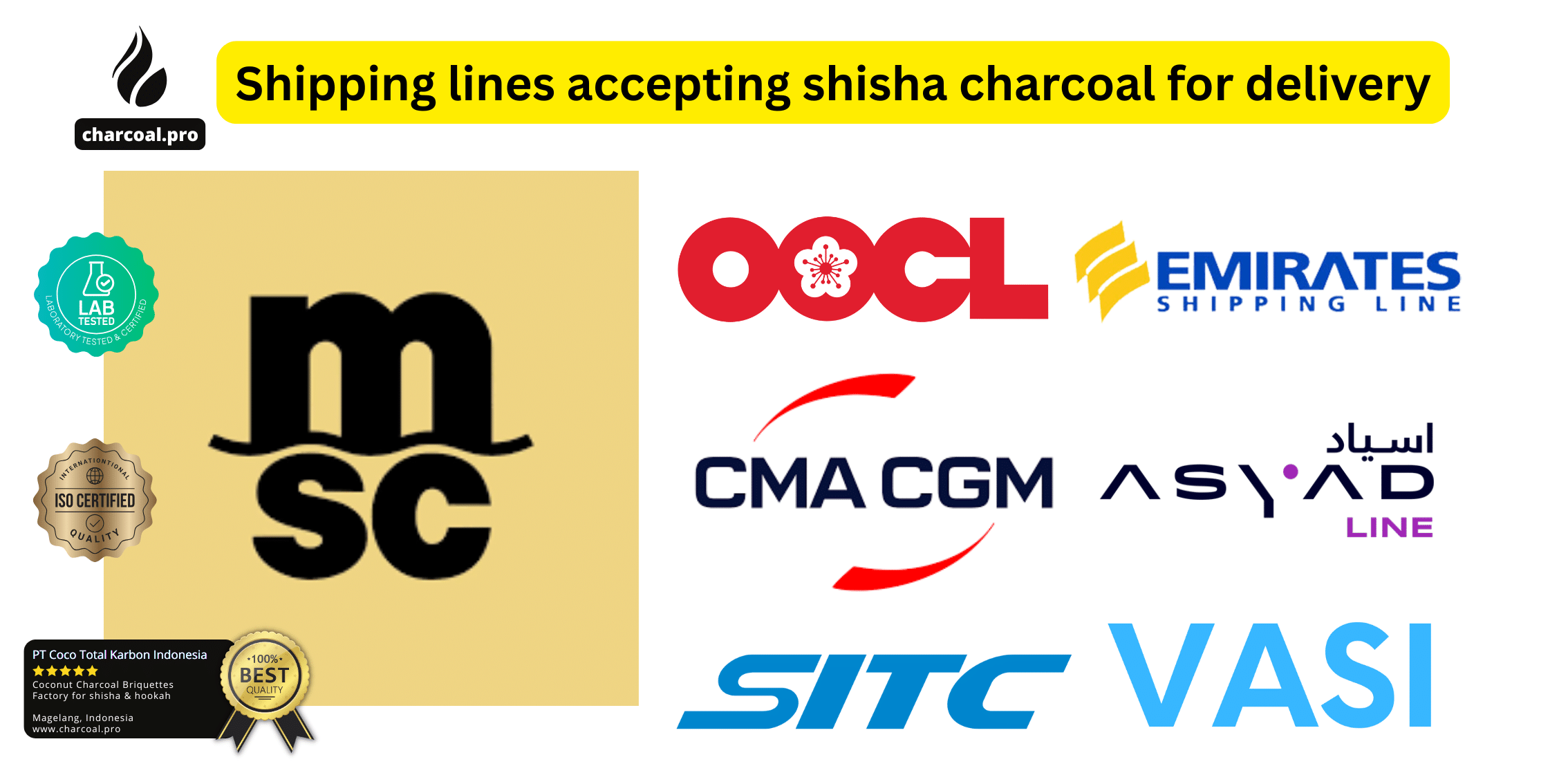 shipping lines accepting shisha charcoal for the delivery