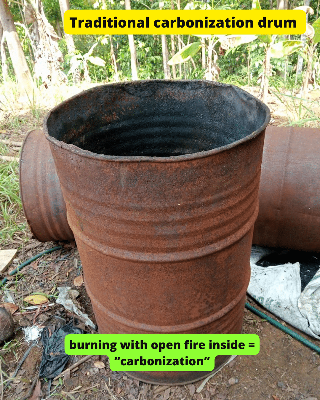 traditional drum for carbonization shisha (coconut shell) charcoal traditional drum for carbonization shisha (coconut shell) charcoal