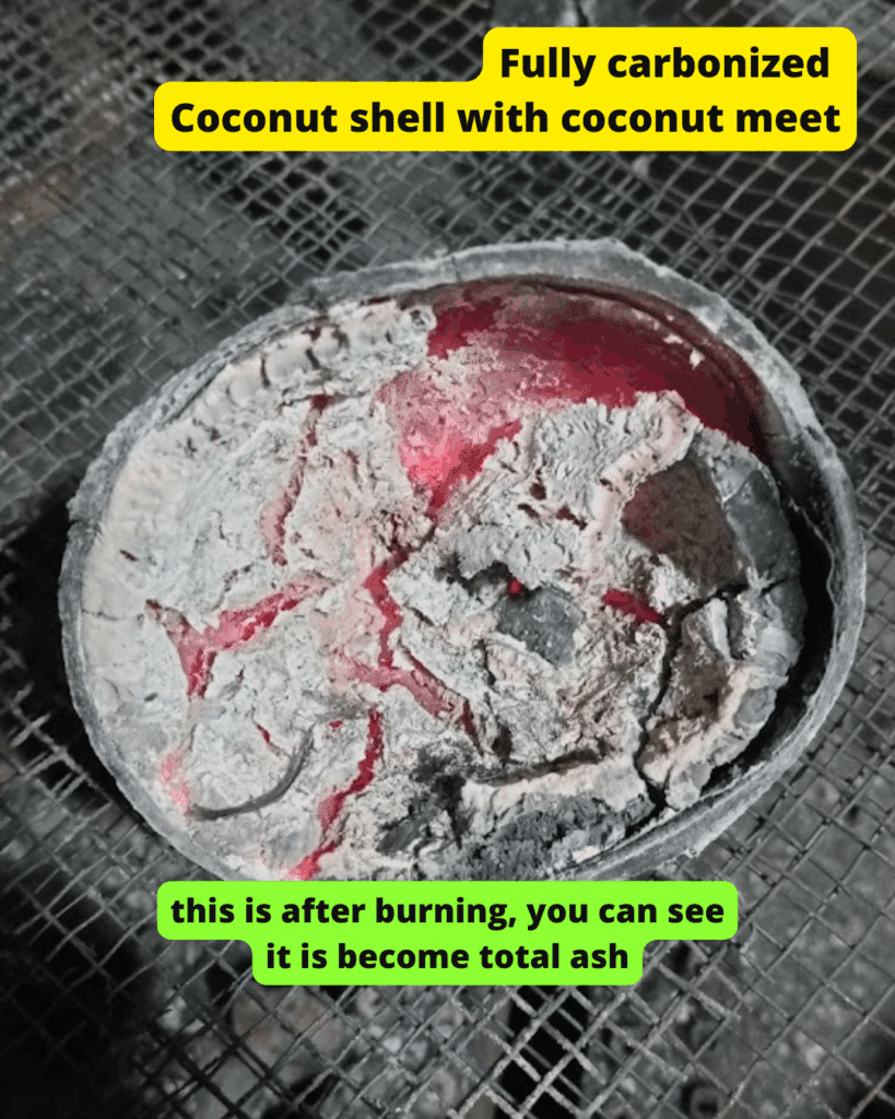 Quality Of Coconut Shell Charcoal 3 fully carbonized coconut including shell and coconut meat