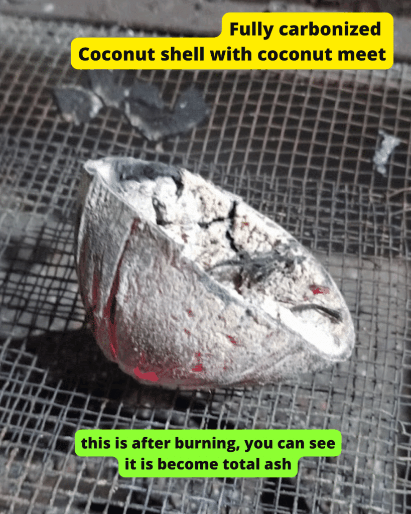 Quality Of Coconut Shell Charcoal 4 fully carbonized coconut including shell and coconut meat