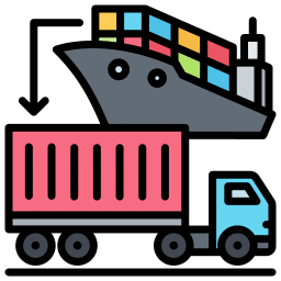 container ship and truck icon container ship and truck icon