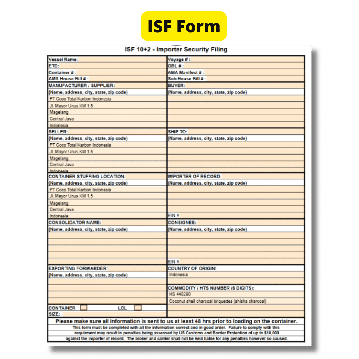isf form isf form