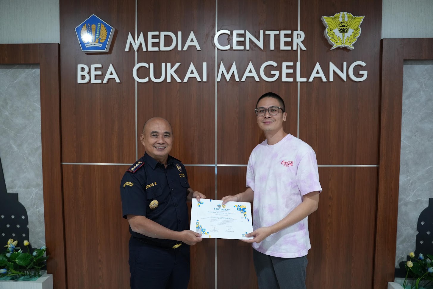 Wilson Gosalim receiving appreciation from Customs office in Magelang, Central Java Indonesia