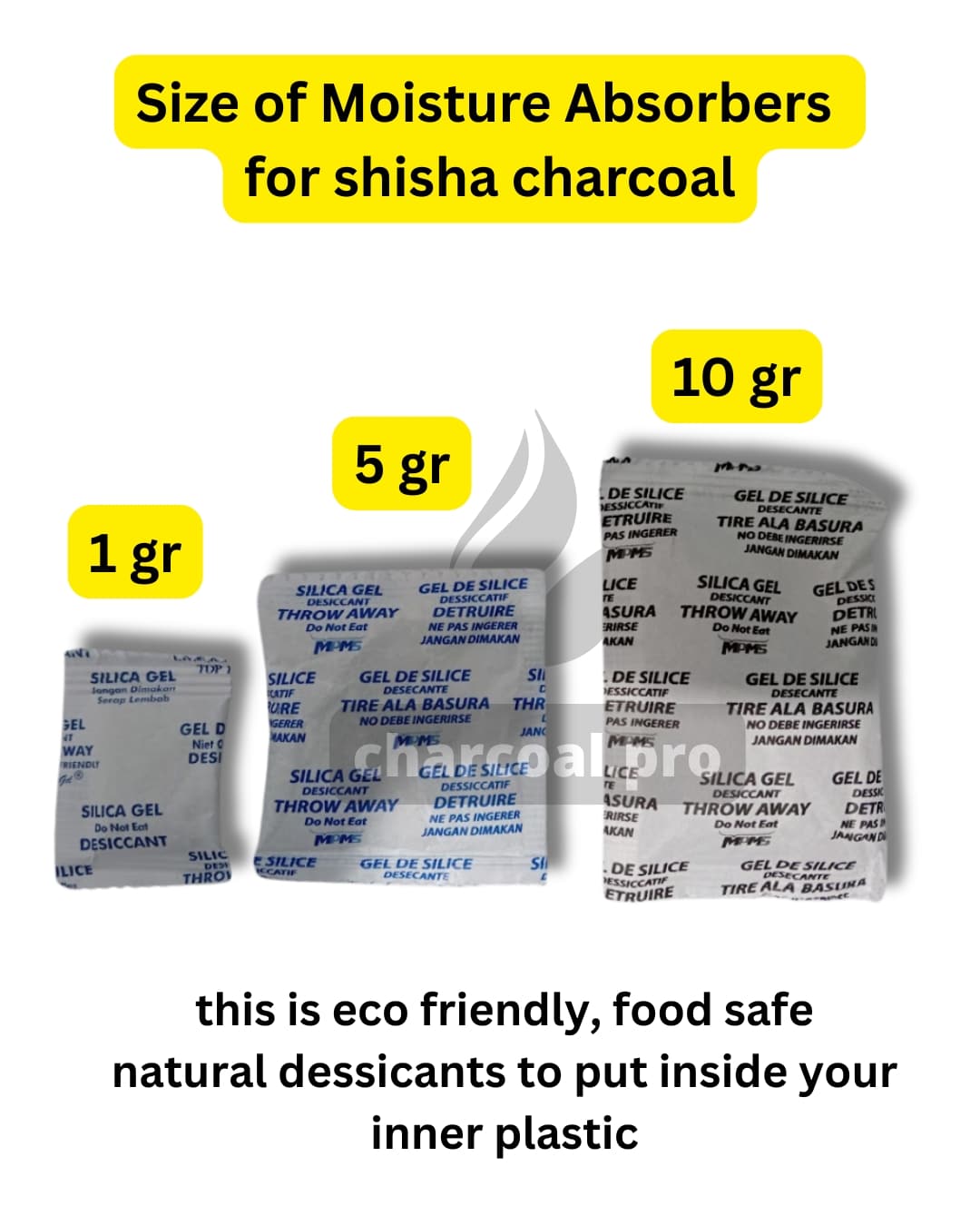 size of moisture absorbers for shisha charcoal